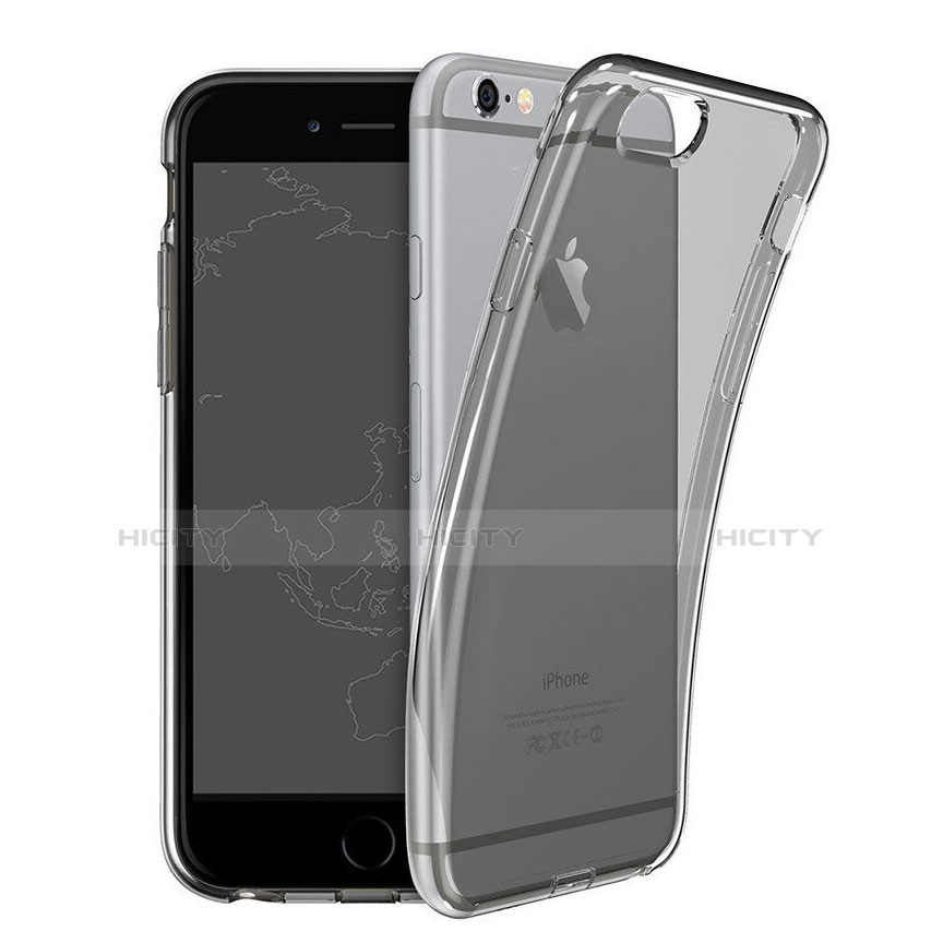 Carcasa Silicona Ultrafina Transparente para Apple iPhone 6 Plus Gris Oscuro