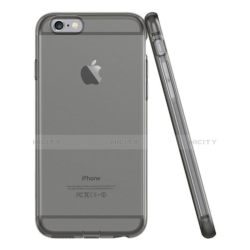 Carcasa Silicona Ultrafina Transparente para Apple iPhone 6 Plus Gris Oscuro