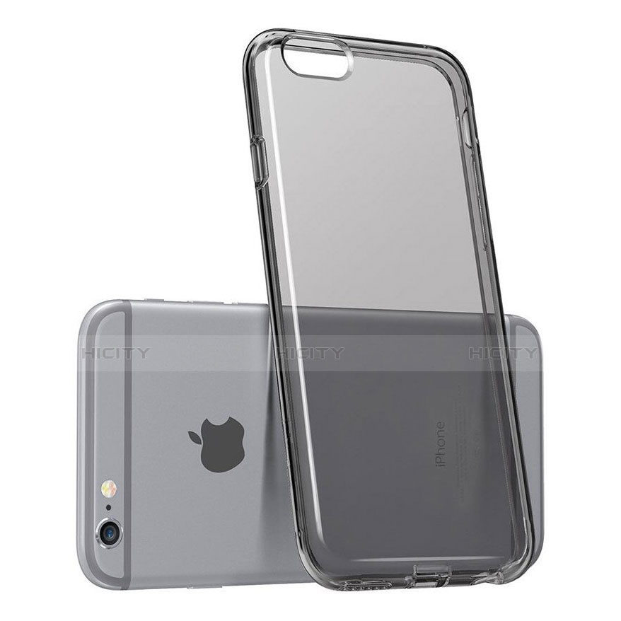 Carcasa Silicona Ultrafina Transparente para Apple iPhone 6 Plus Gris Oscuro