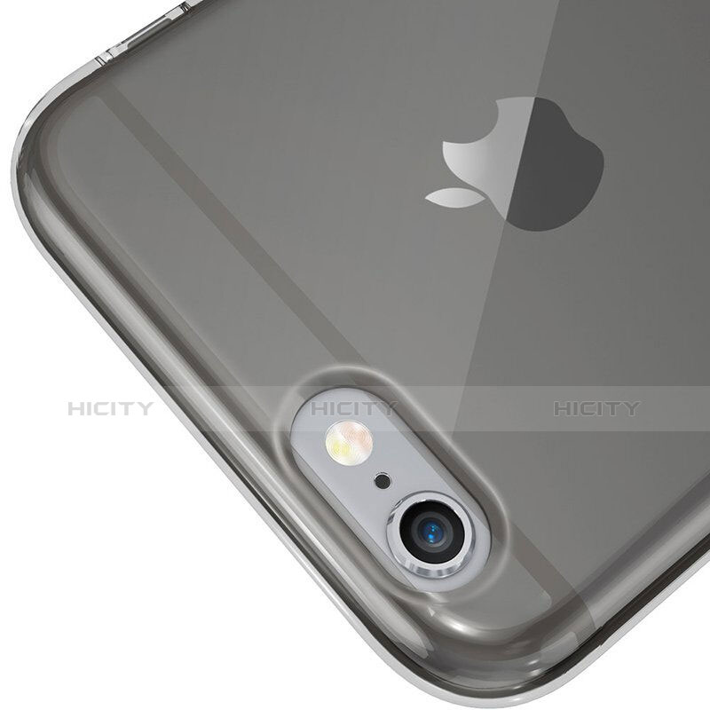 Carcasa Silicona Ultrafina Transparente para Apple iPhone 6 Plus Gris Oscuro