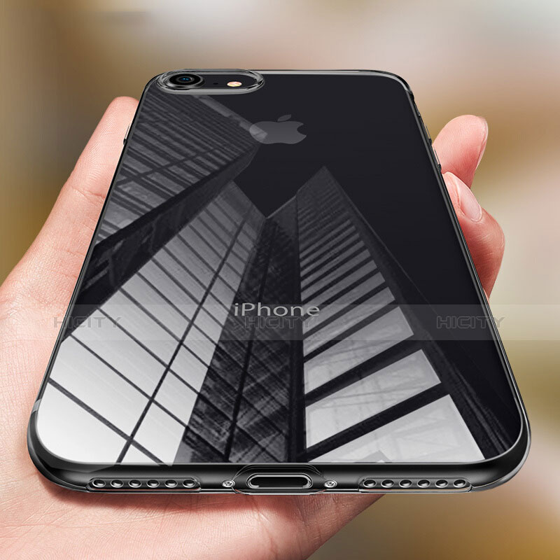 Carcasa Silicona Ultrafina Transparente para Apple iPhone 7 Negro