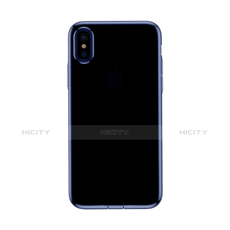 Carcasa Silicona Ultrafina Transparente para Apple iPhone X Azul