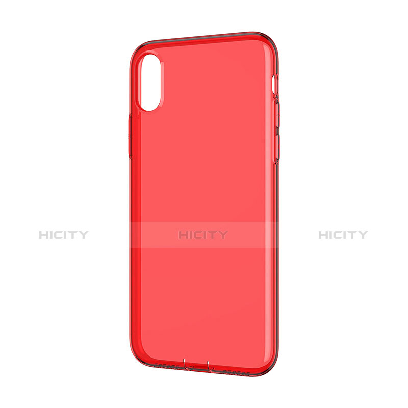 Carcasa Silicona Ultrafina Transparente para Apple iPhone X Rojo