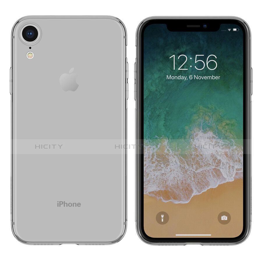 Carcasa Silicona Ultrafina Transparente para Apple iPhone XR Gris