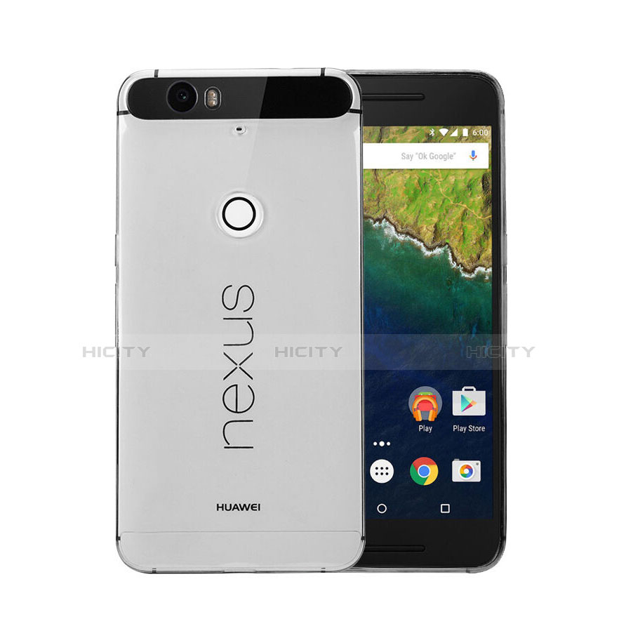 Carcasa Silicona Ultrafina Transparente para Google Nexus 6P Gris