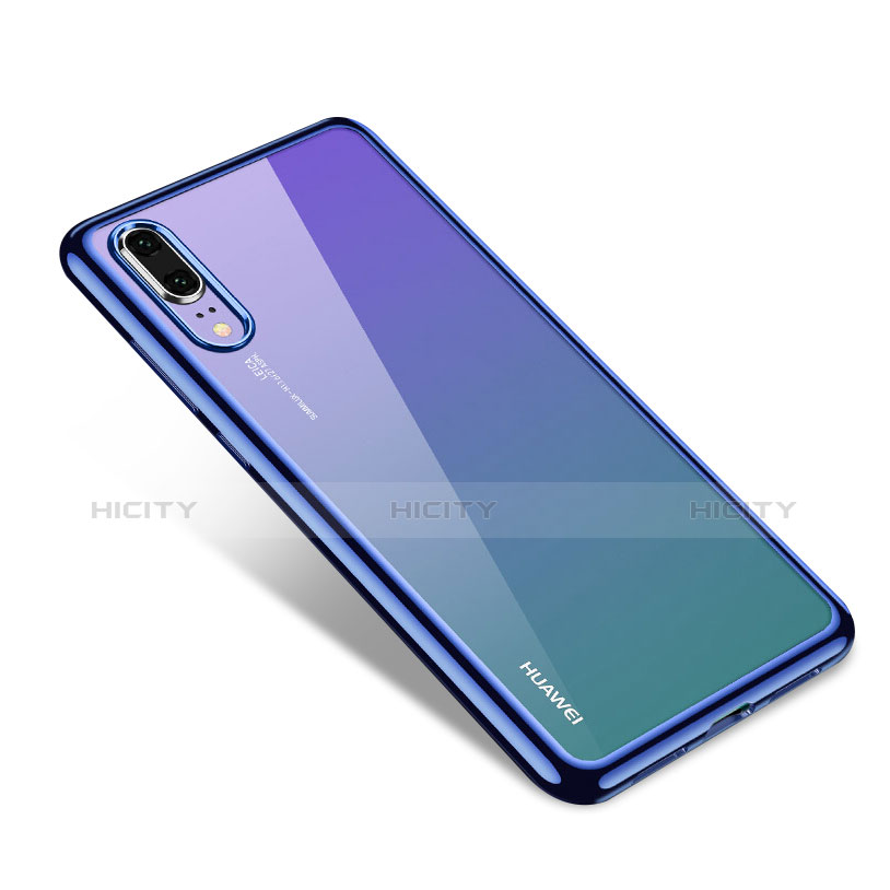 Carcasa Silicona Ultrafina Transparente T03 para Huawei P20 Azul