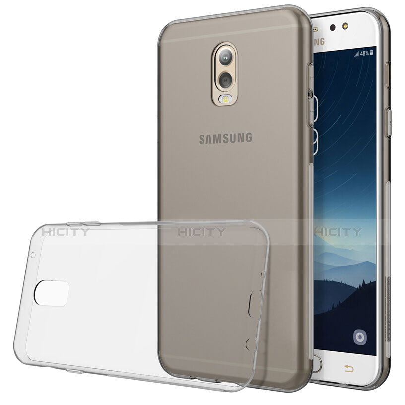 Carcasa Silicona Ultrafina Transparente T03 para Samsung Galaxy J7 Plus Gris