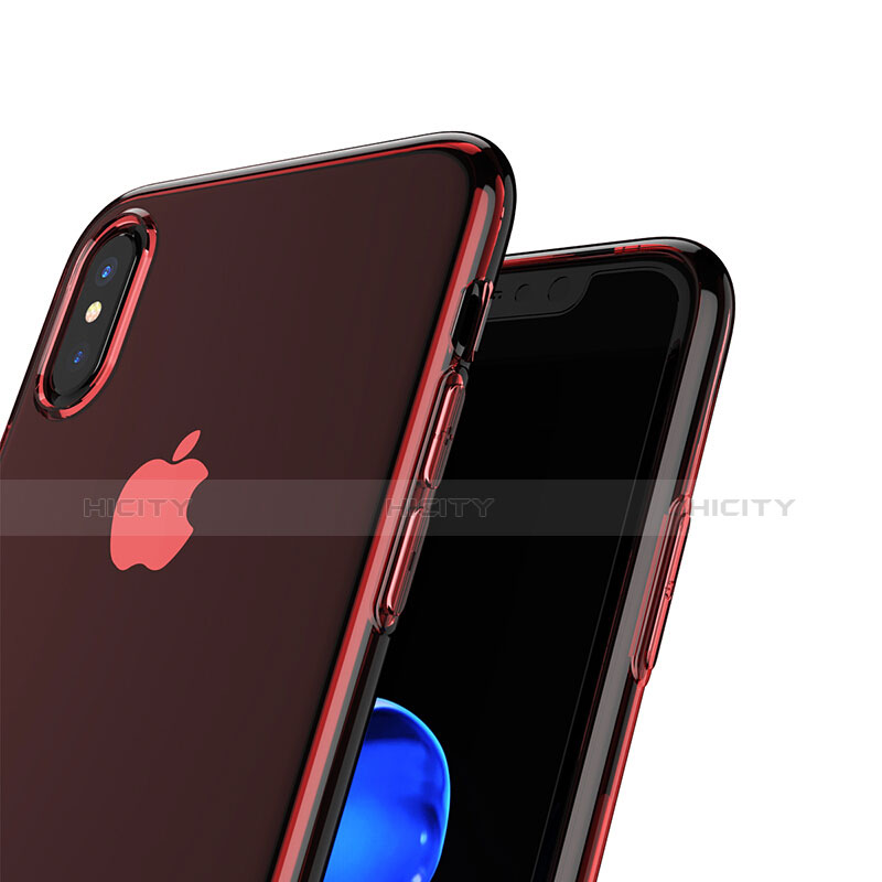 Carcasa Silicona Ultrafina Transparente T06 para Apple iPhone X Rojo