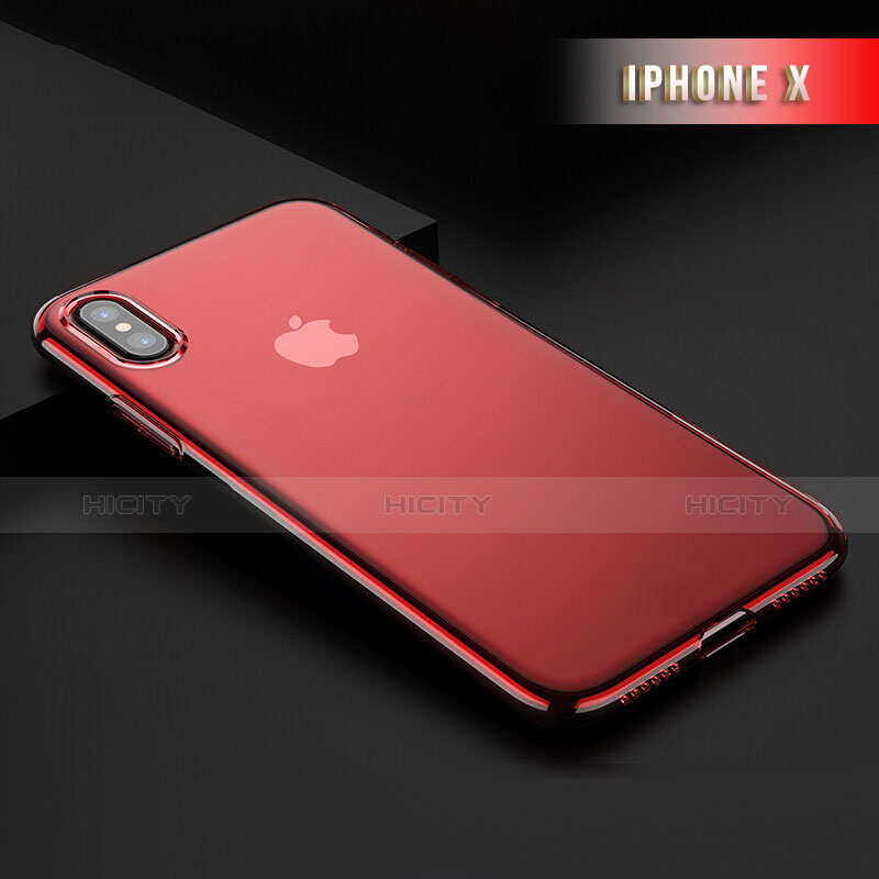 Carcasa Silicona Ultrafina Transparente T06 para Apple iPhone Xs Rojo