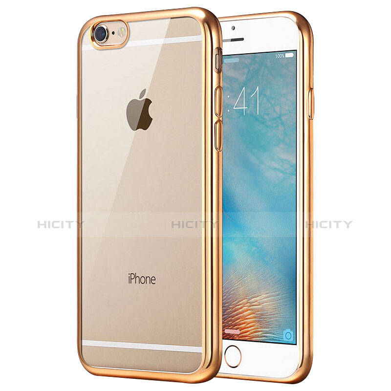 Carcasa Silicona Ultrafina Transparente T16 para Apple iPhone 6 Oro