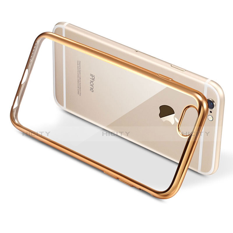 Carcasa Silicona Ultrafina Transparente T16 para Apple iPhone 6 Oro