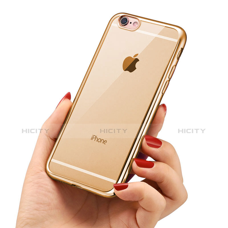 Carcasa Silicona Ultrafina Transparente T16 para Apple iPhone 6 Oro