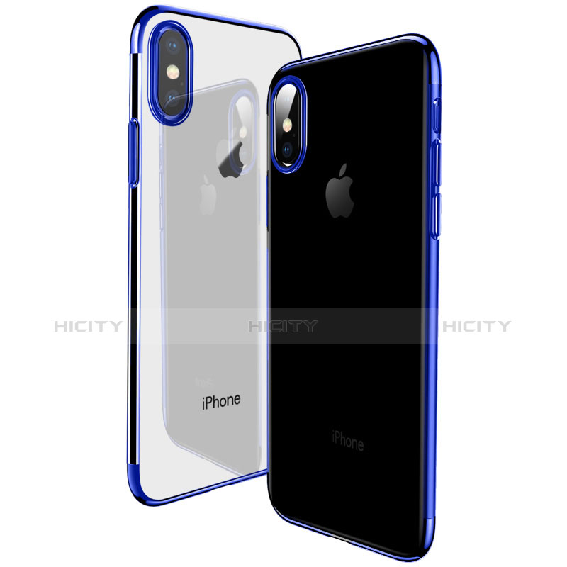 Carcasa Silicona Ultrafina Transparente T19 para Apple iPhone X Azul