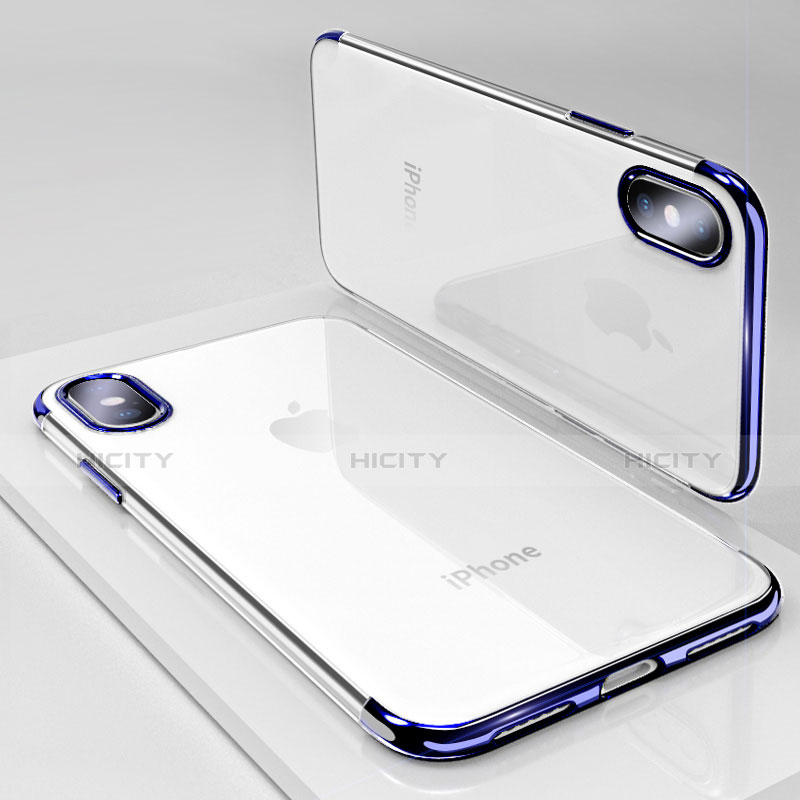 Carcasa Silicona Ultrafina Transparente T19 para Apple iPhone X Azul