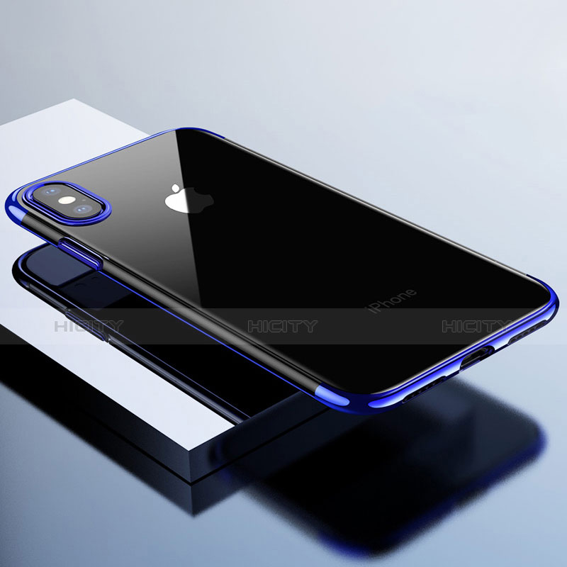 Carcasa Silicona Ultrafina Transparente T19 para Apple iPhone X Azul