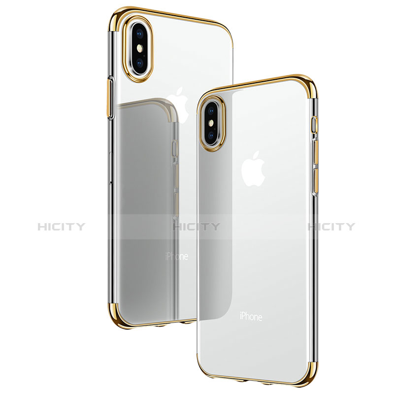 Carcasa Silicona Ultrafina Transparente T24 para Apple iPhone X Oro