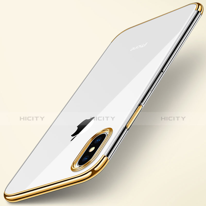 Carcasa Silicona Ultrafina Transparente T24 para Apple iPhone X Oro