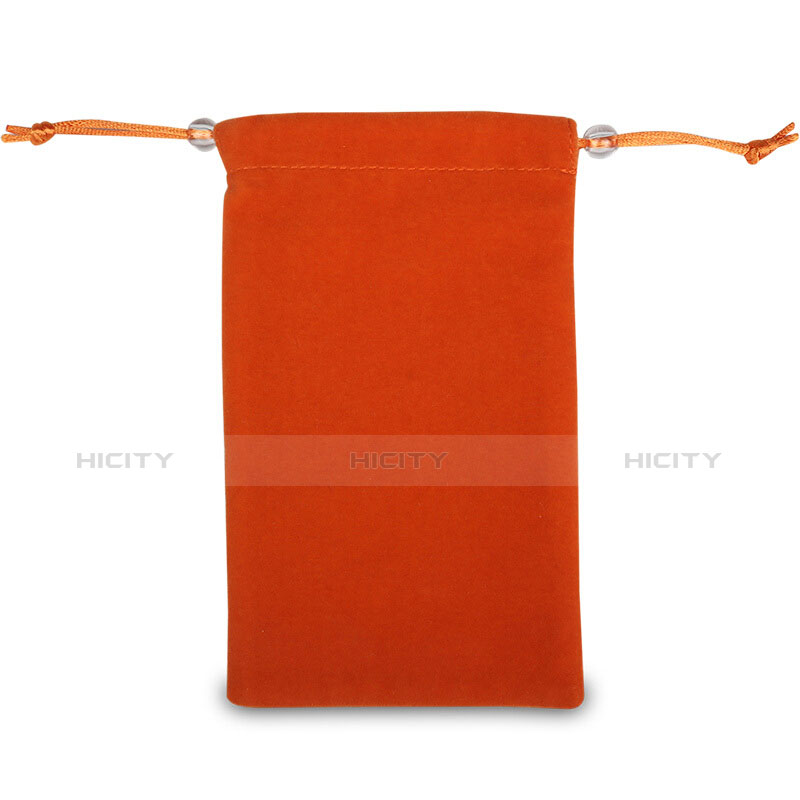 Carcasa Suave Terciopelo Tela Bolsa de Cordon Universal Naranja