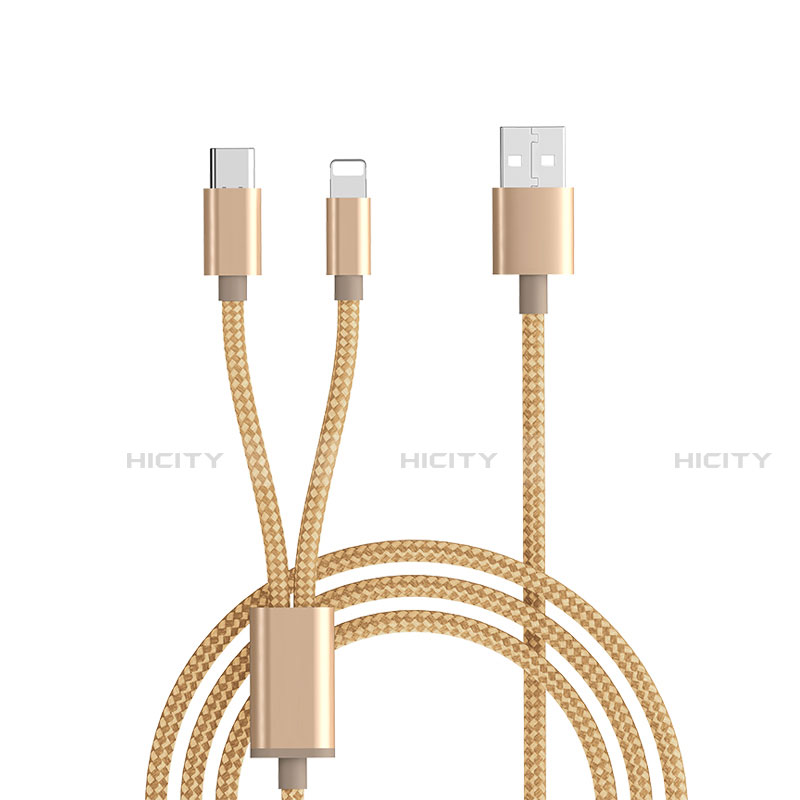 Cargador Cable Lightning USB Carga y Datos Android Micro USB ML03 Oro