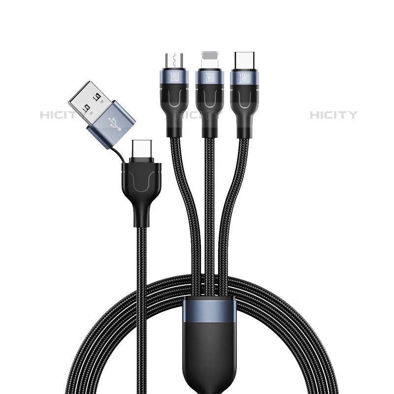 Cargador Cable Lightning USB Carga y Datos Android Micro USB Type-C 100W H02 para Apple iPad Pro 11 (2022) Negro