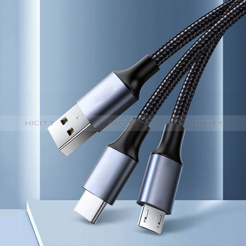 Cargador Cable USB Carga y Datos Android Micro USB Type-C 2A H01 para Apple iPad Air 5 10.9 (2022) Negro