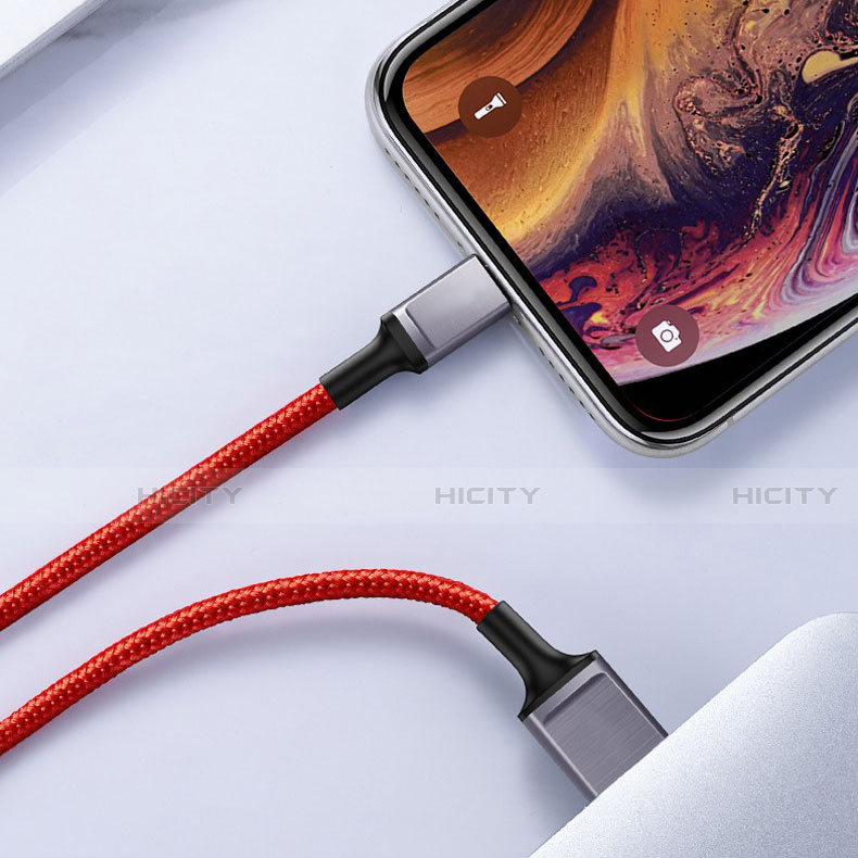 Cargador Cable USB Carga y Datos C03 para Apple iPad 10.2 (2020) Rojo