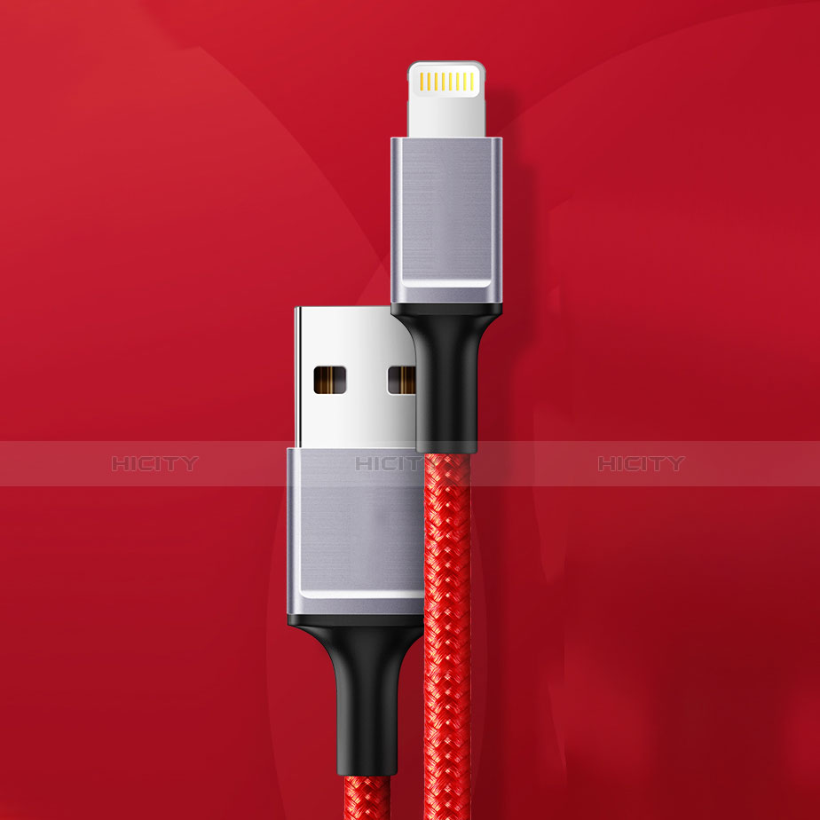 Cargador Cable USB Carga y Datos C03 para Apple iPhone 12 Max Rojo