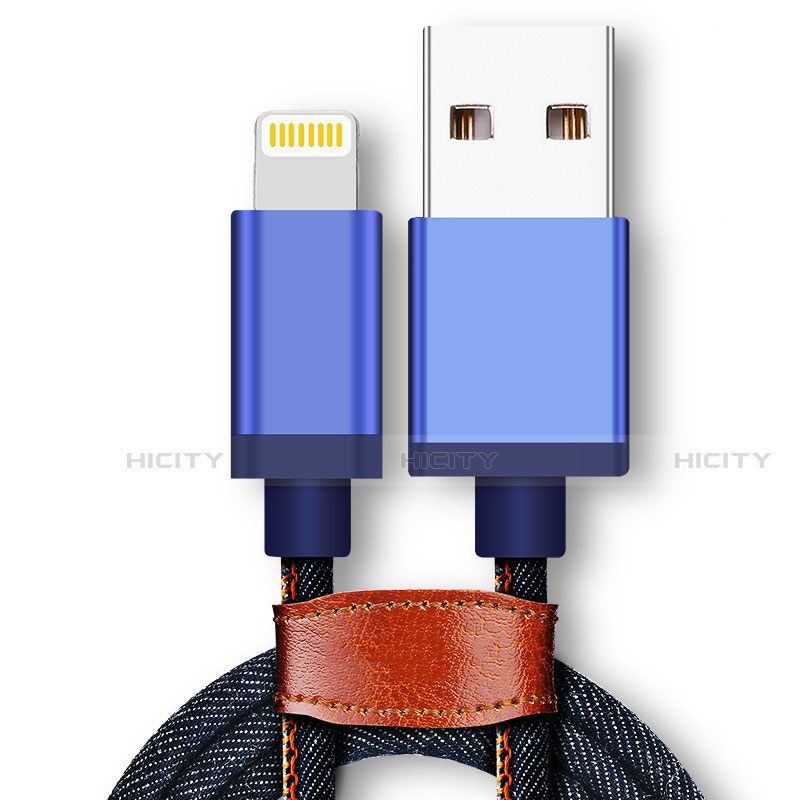 Cargador Cable USB Carga y Datos D01 para Apple iPhone Xs Max Azul