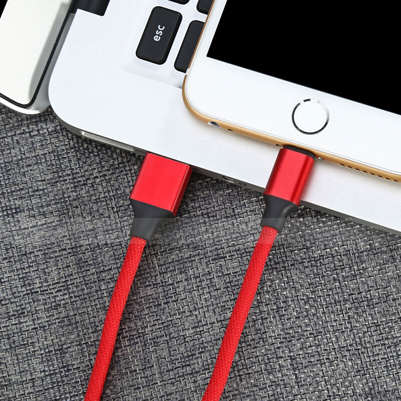 Cargador Cable USB Carga y Datos D03 para Apple iPad 10.2 (2020) Rojo