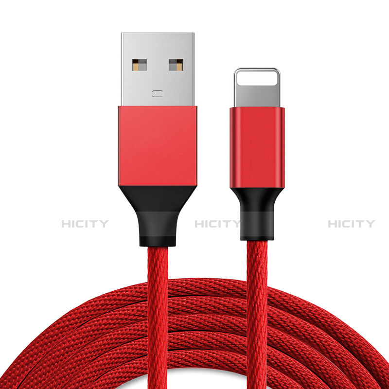 Cargador Cable USB Carga y Datos D03 para Apple iPhone 14 Plus Rojo