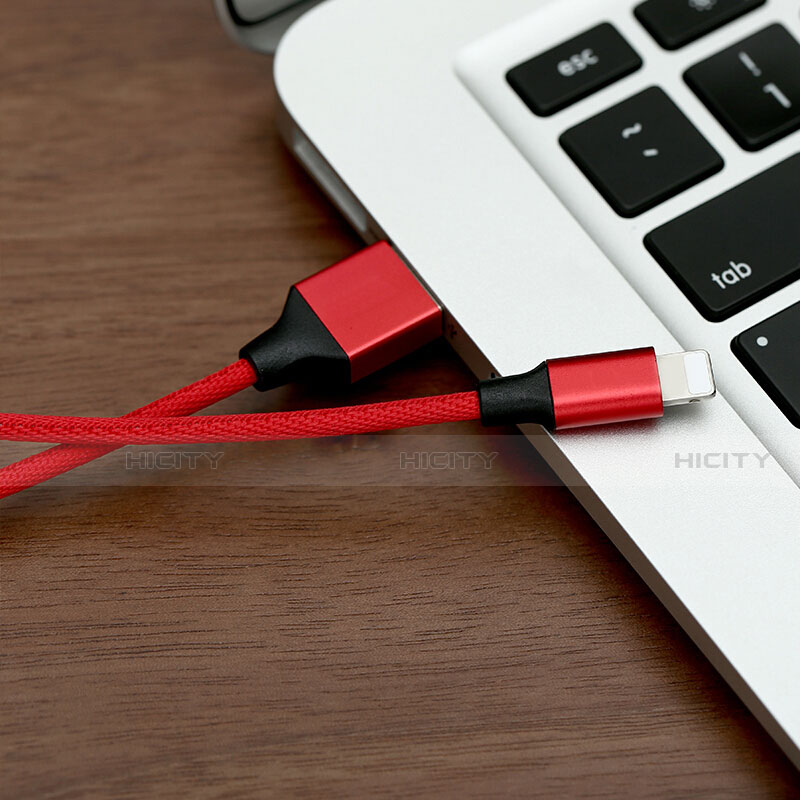 Cargador Cable USB Carga y Datos D03 para Apple iPhone Xs Rojo