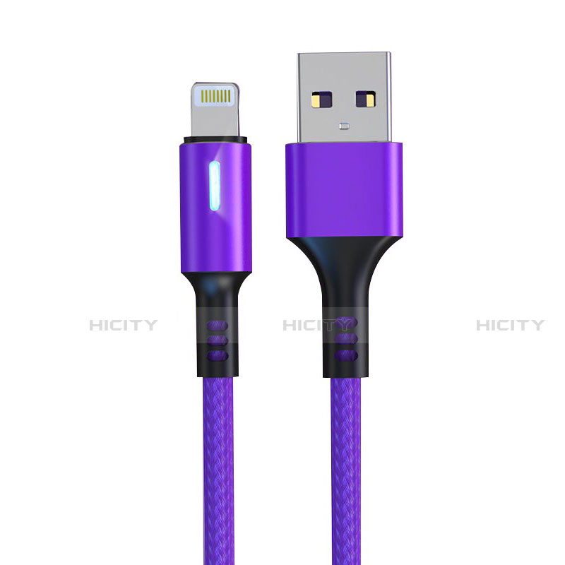 Cargador Cable USB Carga y Datos D21 para Apple iPhone Xs Max Morado