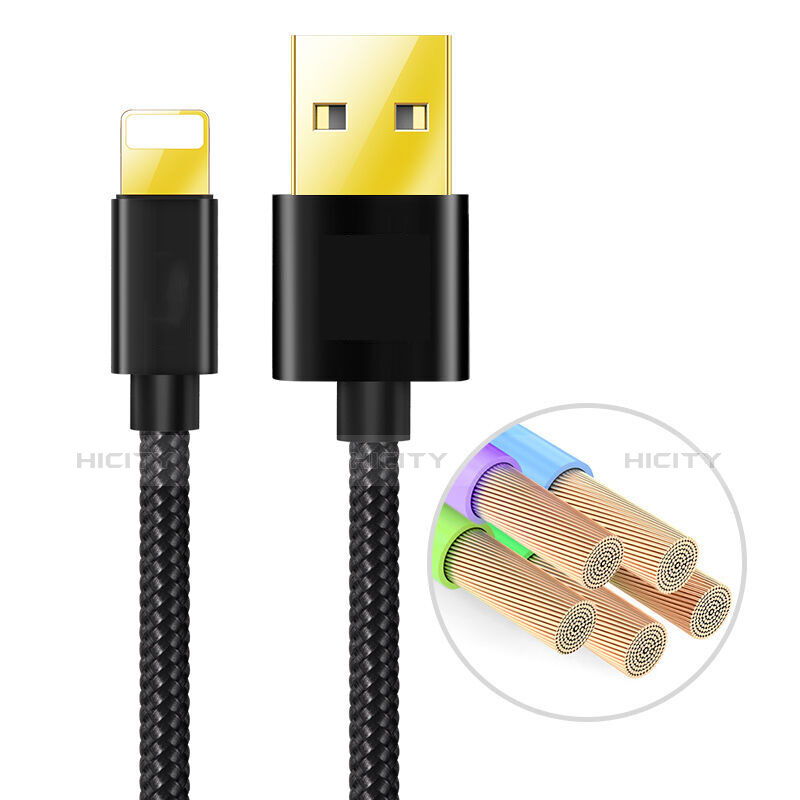 Cargador Cable USB Carga y Datos L02 para Apple iPad 10.2 (2020) Negro