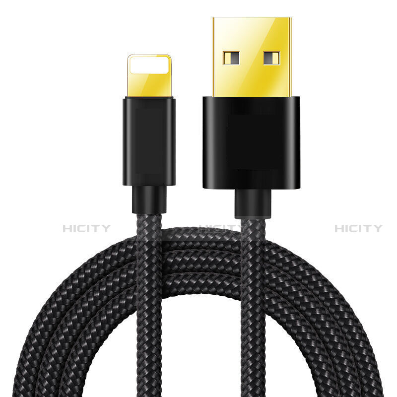 Cargador Cable USB Carga y Datos L02 para Apple iPhone 12 Max Negro