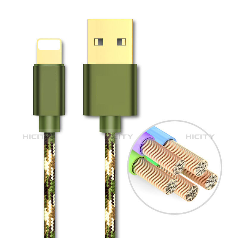 Cargador Cable USB Carga y Datos L03 para Apple iPhone Xs Max Verde