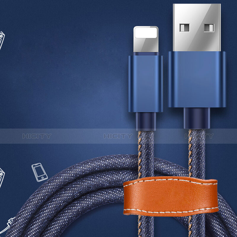 Cargador Cable USB Carga y Datos L04 para Apple iPhone Xs Max Azul