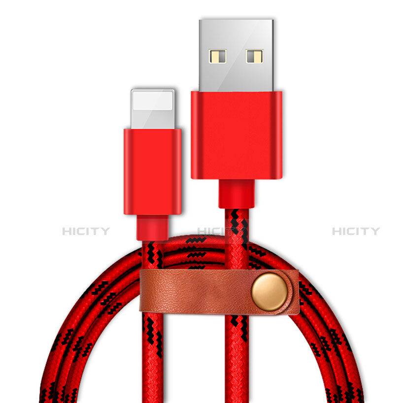 Cargador Cable USB Carga y Datos L05 para Apple iPhone 12 Mini Rojo