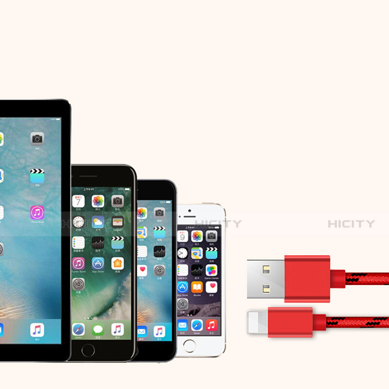 Cargador Cable USB Carga y Datos L05 para Apple iPhone 12 Rojo