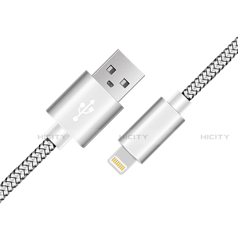 Cargador Cable USB Carga y Datos L07 para Apple iPhone 12 Mini Plata