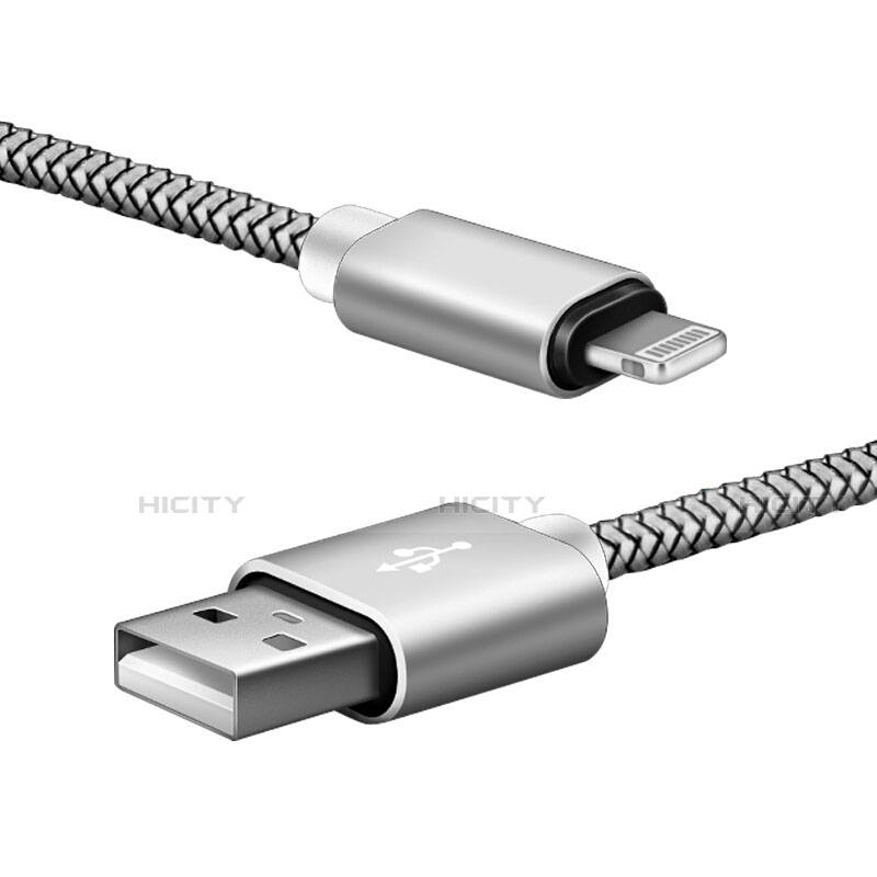 Cargador Cable USB Carga y Datos L07 para Apple iPhone 12 Pro Plata