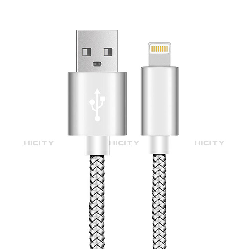 Cargador Cable USB Carga y Datos L07 para Apple iPhone Xs Max Plata