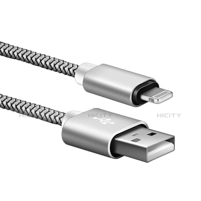 Cargador Cable USB Carga y Datos L07 para Apple iPhone Xs Max Plata