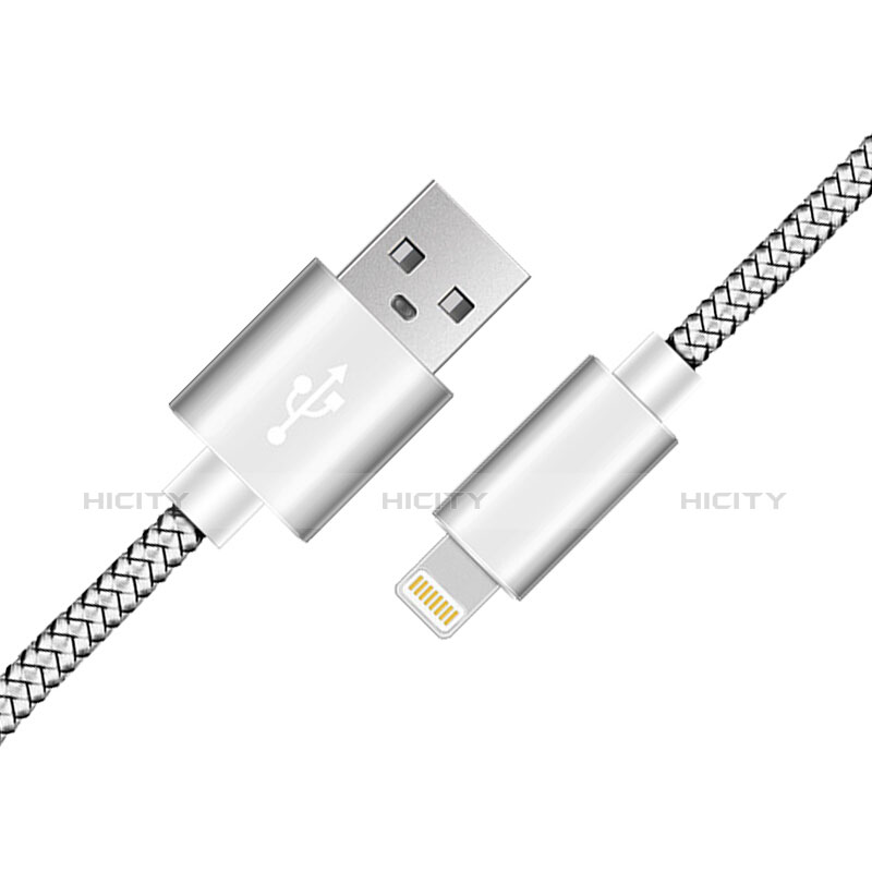 Cargador Cable USB Carga y Datos L07 para Apple iPhone Xs Max Plata