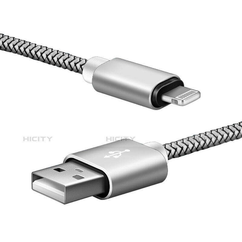 Cargador Cable USB Carga y Datos L07 para Apple iPhone Xs Max Plata