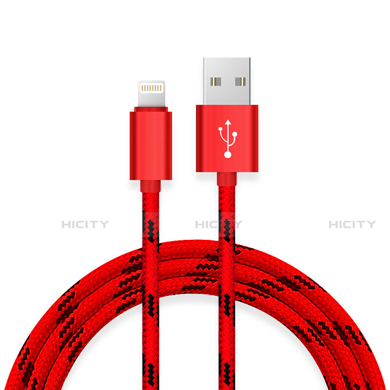 Cargador Cable USB Carga y Datos L10 para Apple iPhone 12 Max Rojo