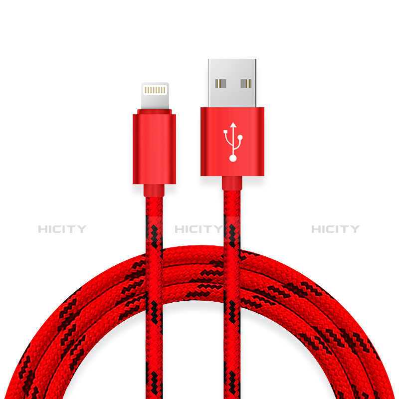 Cargador Cable USB Carga y Datos L10 para Apple iPhone Xs Rojo