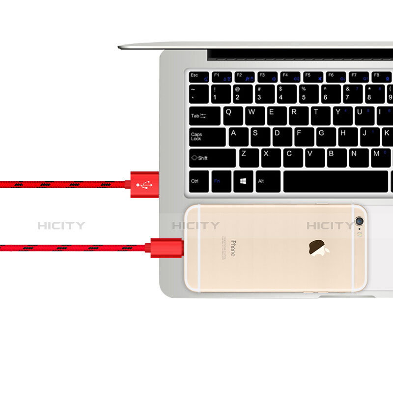 Cargador Cable USB Carga y Datos L10 para Apple iPhone Xs Rojo