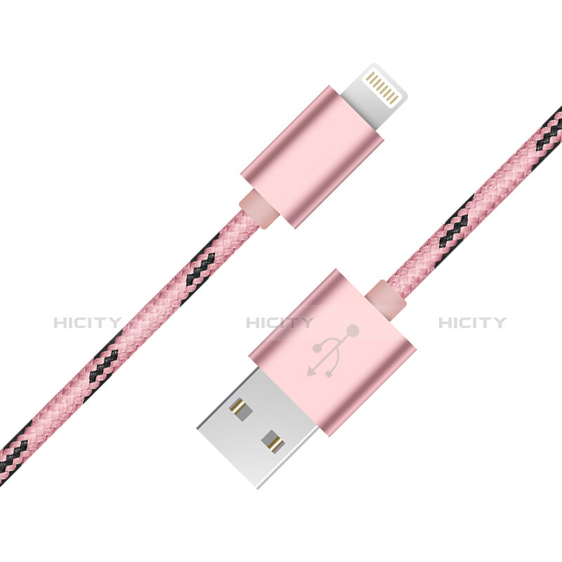 Cargador Cable USB Carga y Datos L10 para Apple iPhone Xs Rosa