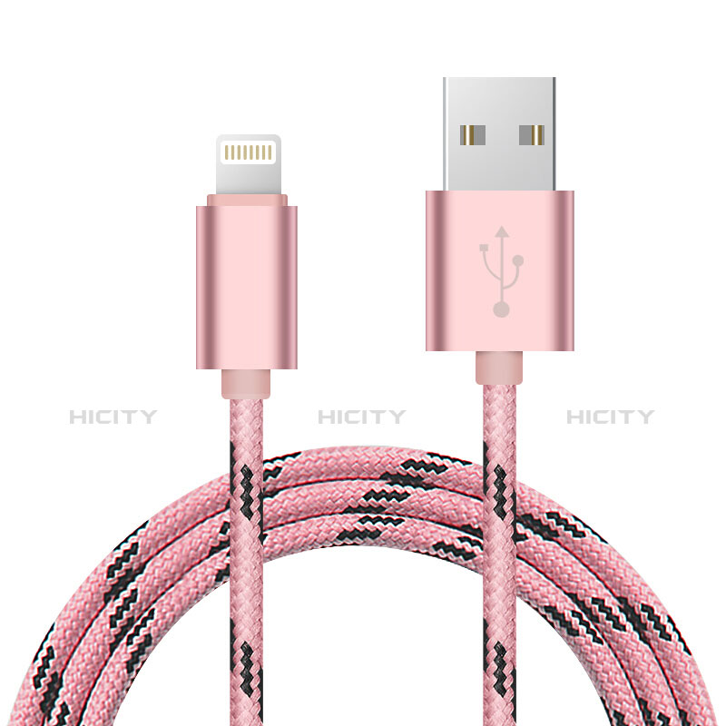 Cargador Cable USB Carga y Datos L10 para Apple iPhone Xs Rosa