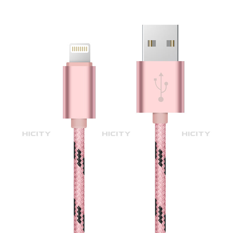 Cargador Cable USB Carga y Datos L10 para Apple iPhone Xs Rosa